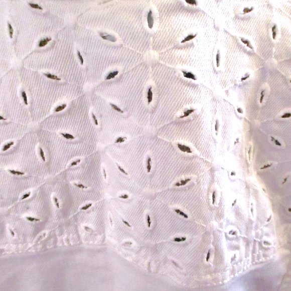 Catherines Women's Plus Size White Jean Style Jacket, Eyelet, Pockets, Size 1X - Picture 9 of 13